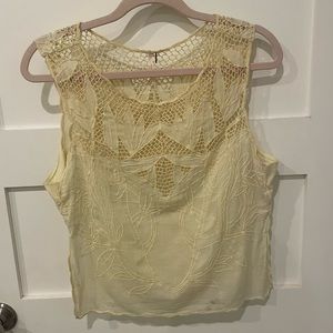 FREE PEOPLE light yellow crochet top